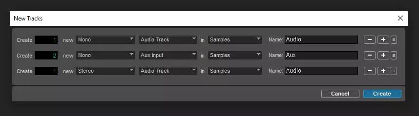 Figure B : Bote de dialogue Nouvelle piste de ProTools - Pistes requises.
